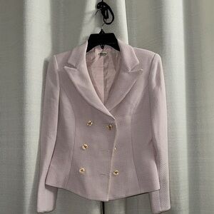 Chic Light Pink Double-Breasted Blazer